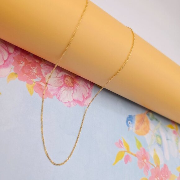 Dainty Rose Gold Twisted Rope Chain Necklace, 24 Inch, Gold Plated, XPNL0108 - Picture 4 of 12